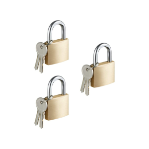 Σετ 3τμχ Mini Λουκέτο Πέταλο με Κλειδί - Hardwarw Tool Brass Padlock