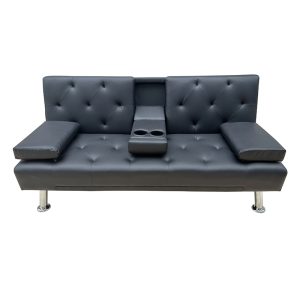 REST BLACK PU ΚΑΝΑΠΕΣ-ΚΡΕΒΑΤΙ 168X88X79εκ.