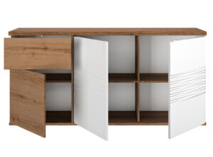 Otello μπουφές με 3 πόρτες και 1 συρτάρι 180x47x87εκ. Helvezia Oak / Λευκό