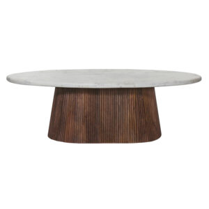 ΤΡΑΠΕΖΙ ΣΑΛΟΝΙΟΥ ΟΒΑΛ PURGER HM9716 ΜΑΣΙΦ MANGO-ΛΕΥΚΟ ΜΑΡΜΑΡΟ 120x70x38Υεκ.