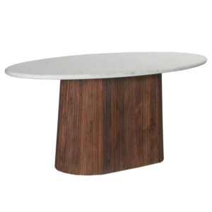 ΤΡΑΠΕΖΙ ΤΡΑΠΕΖΑΡΙΑΣ ΟΒΑΛ PURGER HM9715 ΜΑΣΙΦ MANGO-ΛΕΥΚΟ ΜΑΡΜΑΡΟ 180x89x76Υεκ.