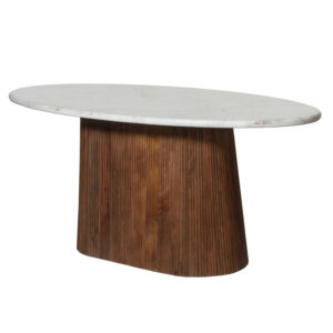 ΤΡΑΠΕΖΙ ΤΡΑΠΕΖΑΡΙΑΣ ΟΒΑΛ PURGER HM9715 ΜΑΣΙΦ MANGO-ΛΕΥΚΟ ΜΑΡΜΑΡΟ 180x89x76Υεκ.