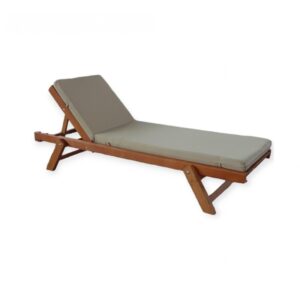 Ξαπλώστρα παραλίας ξύλινη Naxos με γκρι μαξιλαρι, σκούρο καφε 190x60x25cm - KORY4589