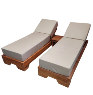 Ξαπλώστρα παραλίας ξύλινη Mylos 190x60x45cm μπεζ + καρυδί - KORY4589