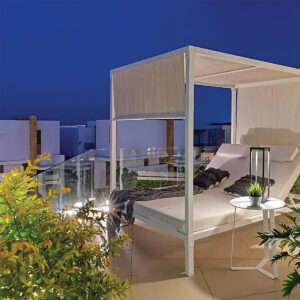 Ξαπλώστρα-Γκαζέπο Tinos 3 Αλουμινίου με διπλό κρεβάτι και μαξιλάρια 210x166x202cm Λευκό - BIO1900