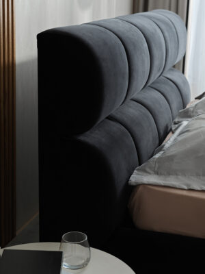 Διπλό κρεβάτι Remina για στρώμα 140x200cm με αποθηκευτικό χώρο & τελάρο, Μαύρο 240x158x102cm - AL-KUB458