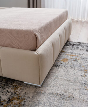 Διπλό κρεβάτι Remina για στρώμα 160x200cm με αποθηκευτικό χώρο & τελάρο, Μπεζ 240x178x102cm - AL-KUB458