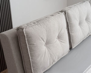 Διπλό κρεβάτι Fenia για στρώμα 160x200cm με αποθηκευτικό χώρο & τελάρο, Γκρι-Μπεζ 193x232x118cm - AL-FIN458