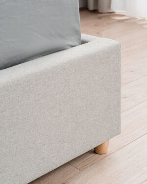 Διπλό κρεβάτι Fenia για στρώμα 160x200cm με αποθηκευτικό χώρο & τελάρο, Γκρι-Μπεζ 193x232x118cm - AL-FIN458