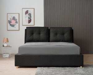 Υπέρδιπλο κρεβάτι Fenia για στρώμα 180x200cm με αποθηκευτικό χώρο & τελάρο, Μαύρο 213x232x118cm - AL-FIN458