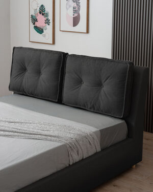 Υπέρδιπλο κρεβάτι Fenia για στρώμα 180x200cm με αποθηκευτικό χώρο & τελάρο, Μαύρο 213x232x118cm - AL-FIN458