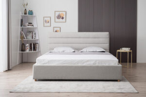 Διπλό κρεβάτι Navel για στρώμα 140x200cm με αποθηκευτικό χώρο και τελάρο, Γκρι 154x227x105cm - AL-NUV458