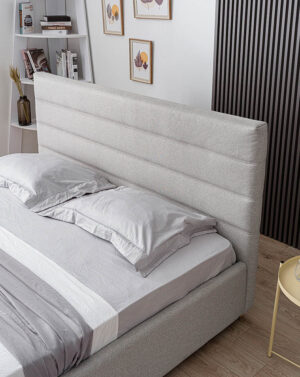 Διπλό κρεβάτι Navel για στρώμα 140x200cm με αποθηκευτικό χώρο και τελάρο, Γκρι 154x227x105cm - AL-NUV458