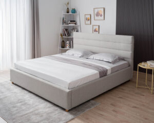 Υπέρδιπλο κρεβάτι Navel για στρώμα 180x200cm με αποθηκευτικό χώρο και τελάρο, Γκρι 194x227x105cm - AL-NUV458