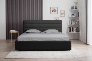 Διπλό κρεβάτι Navel για στρώμα 140x200cm με αποθηκευτικό χώρο και τελάρο, Μαύρο 154x227x105cm - AL-NUV458