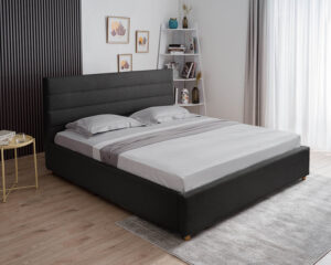 Υπέρδιπλο κρεβάτι Navel για στρώμα 180x200cm με αποθηκευτικό χώρο και τελάρο, Μαύρο 194x227x105cm - AL-NUV458