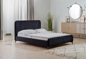 Διπλό κρεβάτι Karina για στρώμα 140x200cm με τελάρο, Μαύρο 154x227x105cm - AL-TUS458