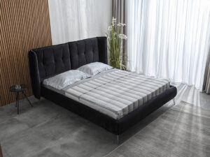 Διπλό κρεβάτι Amelina για στρώμα 140x200cm με αποθηκευτικό χώρο και τελάρο, Μαύρο 180x230x110cm - AL-FRE458