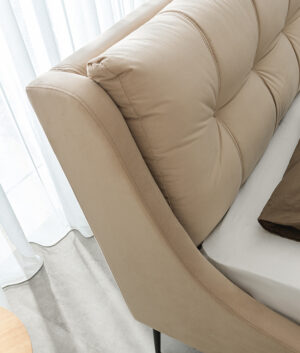 Διπλό κρεβάτι Venia για στρώμα 160x200cm με τελάρο, Μπεζ 193x232x118cm - AL-VEN458