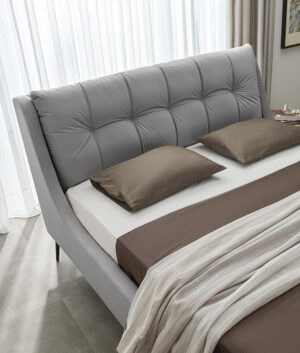 Διπλό κρεβάτι Venia για στρώμα 140x200cm με τελάρο, Γκρι 173x232x118cm - AL-VEN458