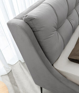 Διπλό κρεβάτι Venia για στρώμα 140x200cm με τελάρο, Γκρι 173x232x118cm - AL-VEN458