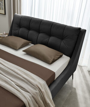 Διπλό κρεβάτι Venia για στρώμα 140x200cm με τελάρο, Μαύρο 173x232x118cm - AL-VEN458