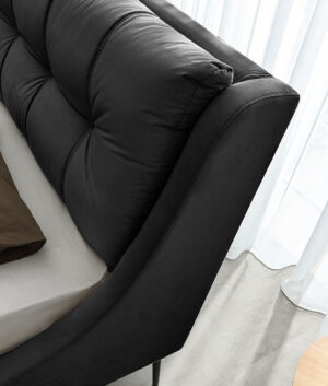 Διπλό κρεβάτι Venia για στρώμα 140x200cm με τελάρο, Μαύρο 173x232x118cm - AL-VEN458