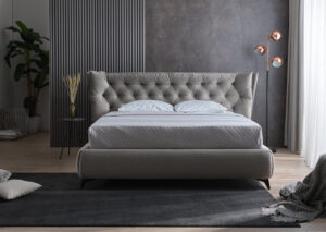 Υπέρδιπλο κρεβάτι Porto για στρώμα 180x200cm με αποθηκευτικό χώρο και τελάρο, Γκρι 246x227x111cm - AL-POR458