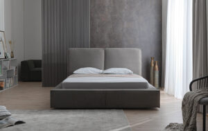 Υπέρδιπλο κρεβάτι Vera για στρώμα 180x200cm με αποθηκευτικό χώρο & τελάρο, Γκρι 216x240x100cm - AL-VOG458