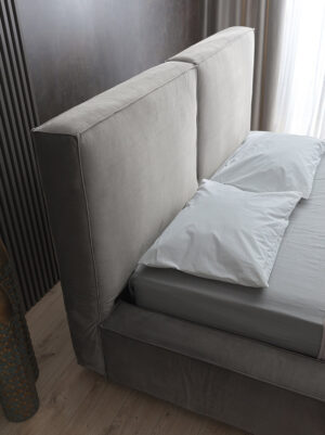 Διπλό κρεβάτι Vera για στρώμα 140x200cm με αποθηκευτικό χώρο & τελάρο, Γκρι 176x240x100cm - AL-VOG458