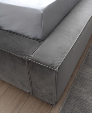 Διπλό κρεβάτι Vera για στρώμα 140x200cm με αποθηκευτικό χώρο & τελάρο, Γκρι 176x240x100cm - AL-VOG458