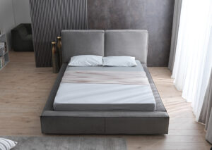 Διπλό κρεβάτι Vera για στρώμα 140x200cm με αποθηκευτικό χώρο & τελάρο, Γκρι 176x240x100cm - AL-VOG458