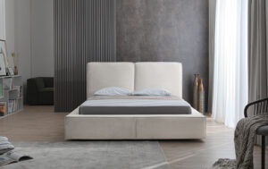 Υπέρδιπλο κρεβάτι Vera για στρώμα 180x200cm με αποθηκευτικό χώρο & τελάρο, Μπεζ 216x240x100cm - AL-VOG458