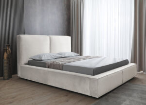 Διπλό κρεβάτι Vera για στρώμα 160x200cm με αποθηκευτικό χώρο & τελάρο, Μπεζ 196x240x100cm - AL-VOG458