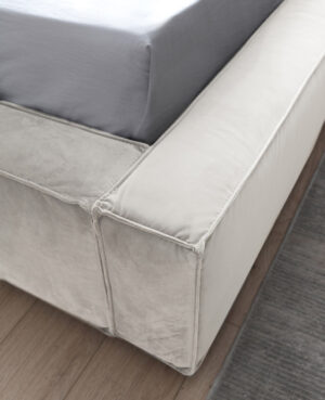 Διπλό κρεβάτι Vera για στρώμα 160x200cm με αποθηκευτικό χώρο & τελάρο, Μπεζ 196x240x100cm - AL-VOG458