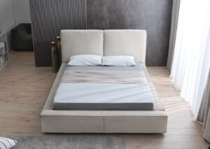 Διπλό κρεβάτι Vera για στρώμα 160x200cm με αποθηκευτικό χώρο & τελάρο, Μπεζ 196x240x100cm - AL-VOG458