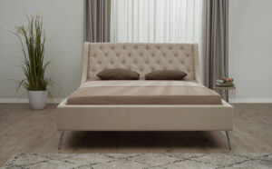 Διπλό κρεβάτι Natalia για στρώμα 140x200cm με τελάρο, Μπεζ 173x232x118cm - AL-NEL458