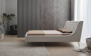 Διπλό κρεβάτι Natalia για στρώμα 140x200cm με τελάρο, Μπεζ 173x232x118cm - AL-NEL458