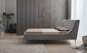 Διπλό κρεβάτι Natalia για στρώμα 140x200cm με τελάρο, Γκρι 173x232x118cm - AL-NEL458