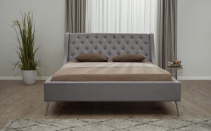 Διπλό κρεβάτι Natalia για στρώμα 140x200cm με τελάρο, Γκρι 173x232x118cm - AL-NEL458