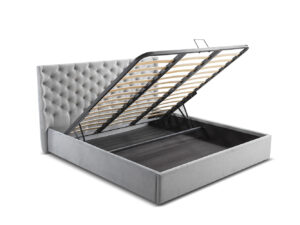 Διπλό κρεβάτι Louiza για στρώμα 160x200cm με αποθηκευτικό χώρο & τελάρο, Γκρι 206x217x120cm - AL-LUI458