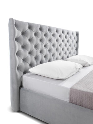 Διπλό κρεβάτι Louiza για στρώμα 160x200cm με αποθηκευτικό χώρο & τελάρο, Γκρι 206x217x120cm - AL-LUI458