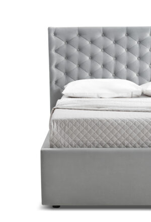 Διπλό κρεβάτι Louiza για στρώμα 160x200cm με αποθηκευτικό χώρο & τελάρο, Γκρι 206x217x120cm - AL-LUI458