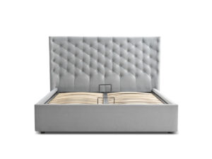 Διπλό κρεβάτι Louiza για στρώμα 160x200cm με αποθηκευτικό χώρο & τελάρο, Γκρι 206x217x120cm - AL-LUI458