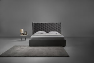 Υπέρδιπλο κρεβάτι Louiza για στρώμα 180x200cm με αποθηκευτικό χώρο & τελάρο, Ανθρακί 226x217x120cm - AL-LUI458