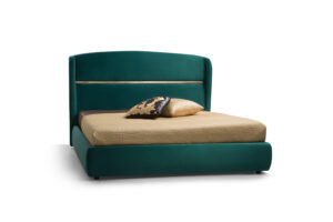 Υπέρδιπλο κρεβάτι Tila για στρώμα 180x200cm με αποθηκευτικό χώρο & τελάρο, Πράσινο+Χρυσό 202x220x115cm - AL-TRI458