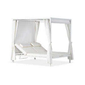 Ξαπλώστρα-Γκαζέπο Tinos 2 Αλουμινίου με διπλό κρεβάτι και μαξιλάρια 210x166x202cm Λευκό  - BIO1900