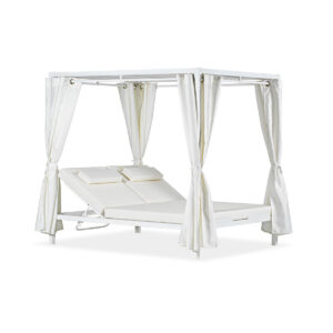 Ξαπλώστρα-Γκαζέπο Tinos 3 Αλουμινίου με διπλό κρεβάτι και μαξιλάρια 210x166x202cm Λευκό - BIO1900