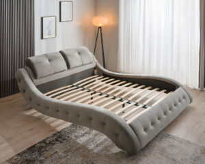 Διπλό κρεβάτι Jeremy για στρώμα 140x200cm με τελάρο, Γκρι 180x240x95cm - AL-JER458