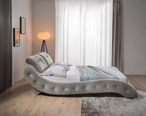 Διπλό κρεβάτι Jeremy για στρώμα 140x200cm με τελάρο, Γκρι 180x240x95cm - AL-JER458